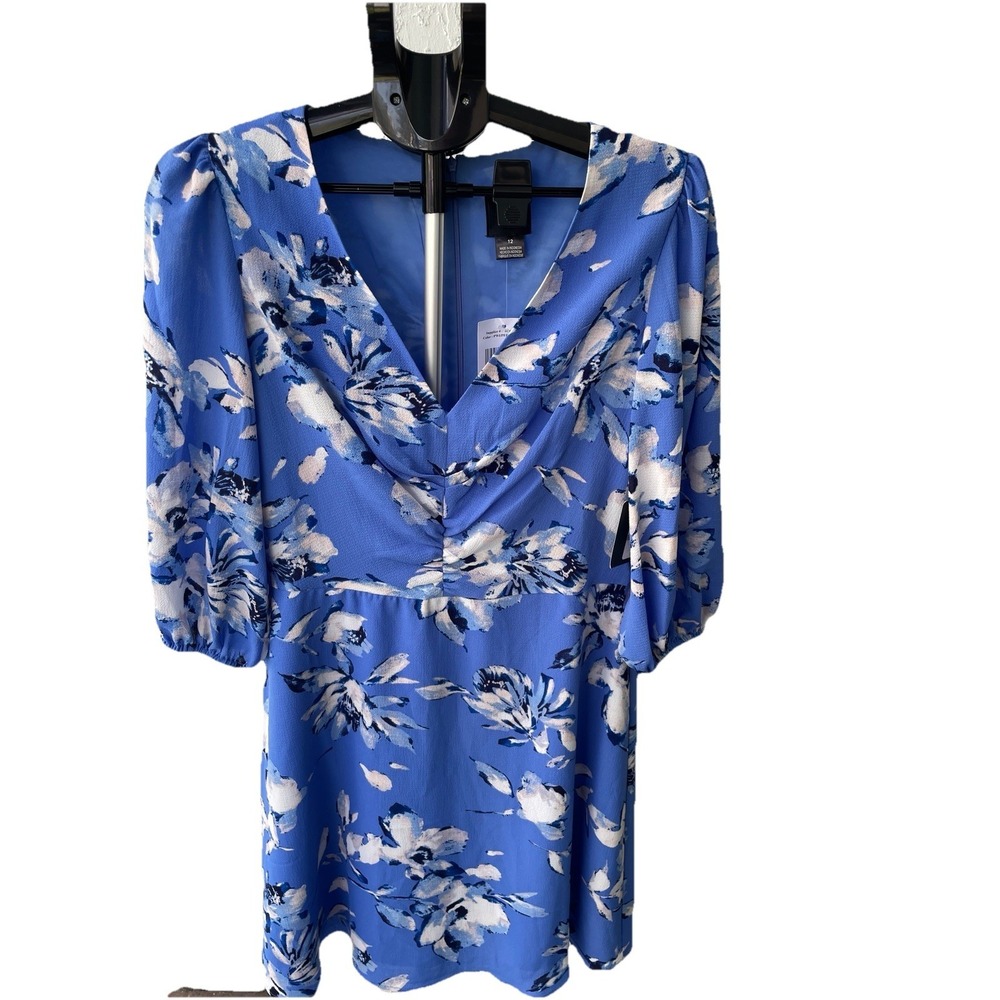 JH Periwinkle Ladies 12 Dress Rouched Bodice 3/4‎ Sleeves A Line NWT